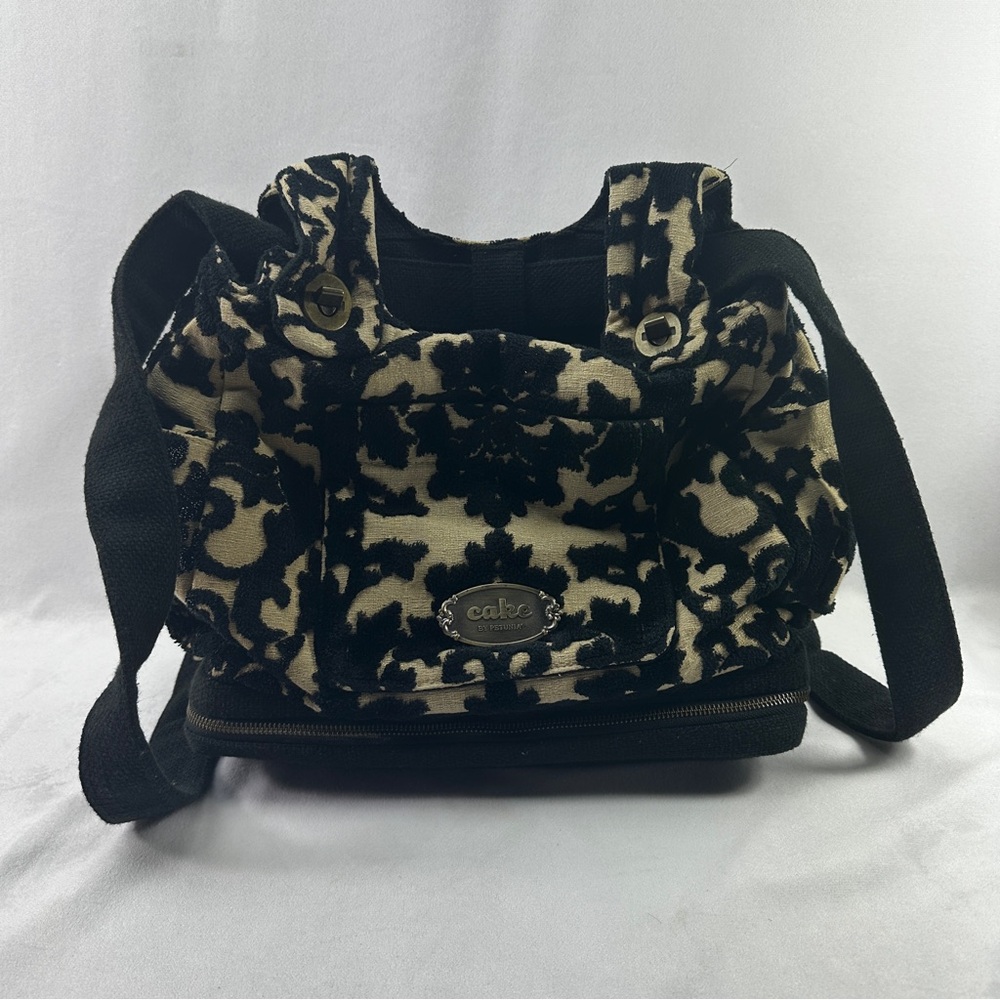 Cake By Petunia Pickle Bottom Diaper Bag Black Forest Velvet Damask Embossed